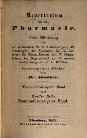 Repertorium für die Pharmacie. 89. 1845