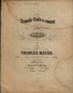 Trémolo-etude de concert : pour le pianoforte ; op. 189