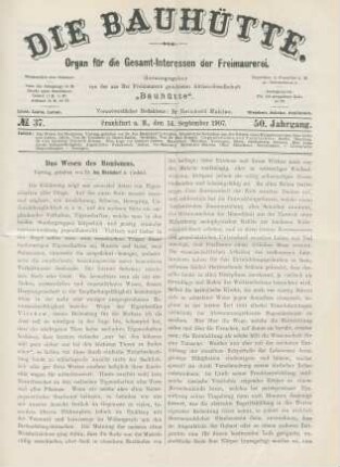No. 37. Frankfurt a. M., den 14. September 1907. 50. Jahrgang.