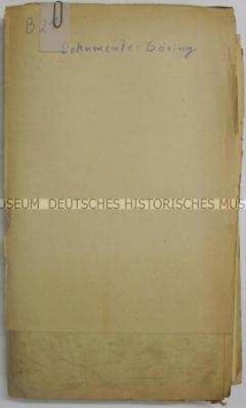 Mappe mit Abschriften von Dokumenten zur Verteidigung von Hermann Göring durch Otto Stahmer - Sachkonvolut Nürnberger Prozesse (englisch, deutsch)