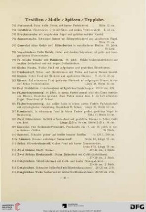 Textilien /Stoffe/ Spitzen/ Teppiche (Nr. 793-866a)