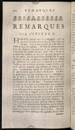 302-319, Remarques-Notes sur l'Epitre X.