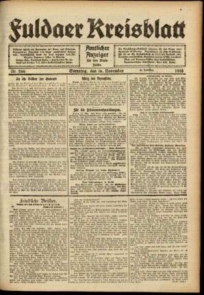 Ausgabe vom Samstag, den 16. November 1918.