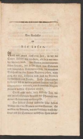 Der Verfasser an die Leser.