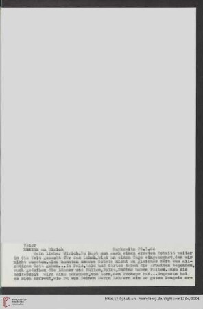 Briefe von und an Ulrich und Ulrike von Wilamowitz-Moellendorff ("2. Abschrift"): Brief von Arnold von Wilamowitz-Moellendorff an Ulrich von Wilamowitz-Moellendorff ; Ulrike von Wilamowitz-Moellendorff an Ulrich von Wilamowitz-Moellendorff