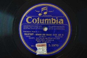 Falstaff : Quando ero paggio (duet, act II) / (Verdi)