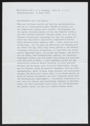 Brief von Gerhart Hauptmann an Stephan Kekulé von Stradonitz