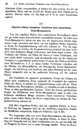 § 9. Reguläre Stellen besonderen Verhaltens einer analytischen Nicht-Minimalkurve