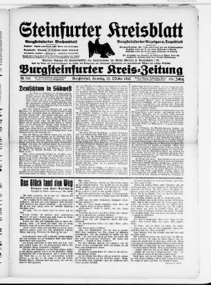 Steinfurter Kreisblatt : Burgsteinfurter Kreis-Zeitung : Burgsteinfurter Wochenblatt : Burgsteinfurter Anzeiger u. Tageblatt : amtlicher Anzeiger der Staatsbehörden, des Landratsamtes des Kreises Steinfurt sowie der Amts- und Stadtverwaltung des Kreises, des Amtsgerichts und Finanzamtes Burgsteinfurt, der Handelskammer Münster und sonstiger Behörden