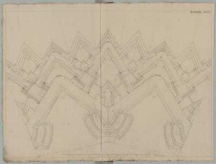 Festungsbau, idealtypischer Entwurf, Bastionärbefestigung, Teilgrundriss : Festungsbau, idealtypischer Entwurf, Bastionärbefestigung, Teilgrundriss, Jean de Bodt, 1701/1745. Feder, Graphit/Papier. 55,4 x 74 cm. Bez.: "Planche. XXXIV." Maßstab mit Maßeinheit "verges du Rhin" (100 Rheinische Ruten= 33,8 cm). Vgl. SLUB/HS Mscr.Dresd.i.10,Bl.35.