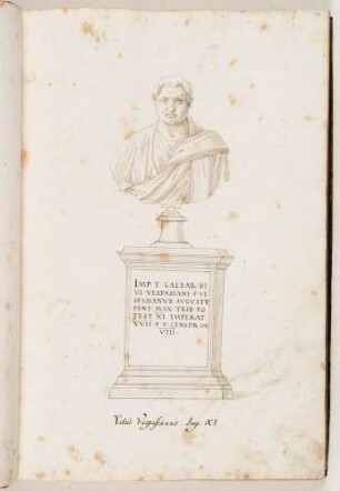 Bildnisbüste des römischen Kaisers Titus, in: Imperatorum romanorum ac eorum coniugum liberorum [...] Tomus primus, Nr. 11