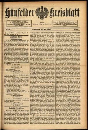 Ausgabe vom Samstag, den 10. April 1897.
