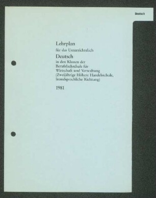 Lehrplan für das Unterrichtsfach Deutsch ...