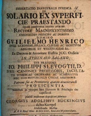Diss. inaug. iur. de solario ex superficie praestando
