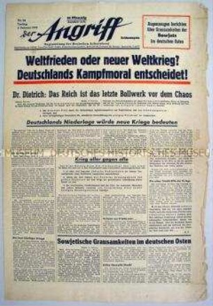 Tageszeitung "Der Angriff" mit Durchhaltepropaganda