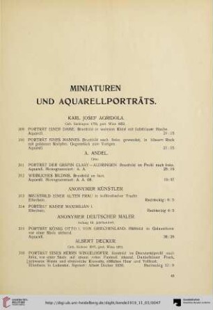 Miniaturen und Aquarellporträts (Nr. 309-336)