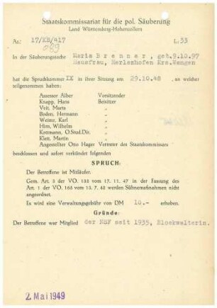 Brenner, Maria