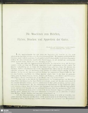 Die Maschinen zum Bleichen, Färben, Drucken und Appretiren der Garne