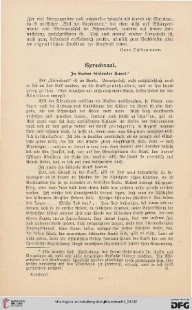Sprechsaal: in Sachen bildender Kunst