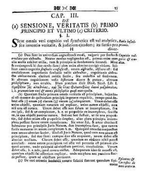 Cap. III. De Sensione, Veritatis Primo Principio Et Vltimo Criterio
