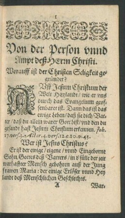 Von der Person unnd Ampt deß Herrn Christi.