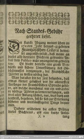 Nach Standes-Gebühr geehrter Leser