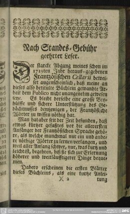 Nach Standes-Gebühr geehrter Leser