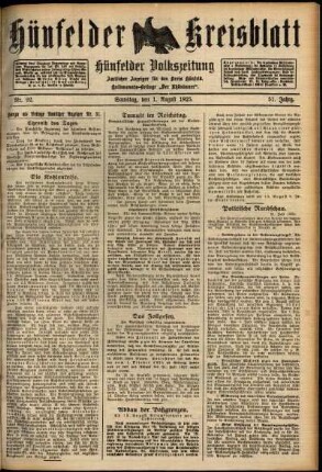 Ausgabe vom Samstag, den 01. August 1925.