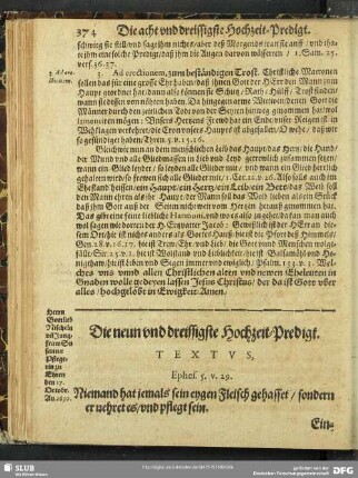 Die neun und dreissigste Hochzeit-Predigt