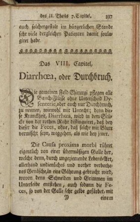 Das VIII. Capitel, Diarrhœa, oder Durchbruch.