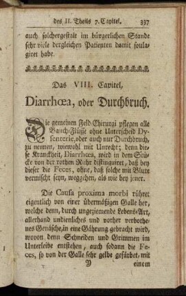 Das VIII. Capitel, Diarrhœa, oder Durchbruch.