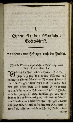 I. Gebete für den öffentlichen Gottesdienst.