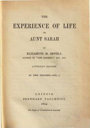 The experience of life or Aunt Sarah, 1