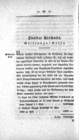 Fünfter Abschnitt. Stiftungs-Kasse.