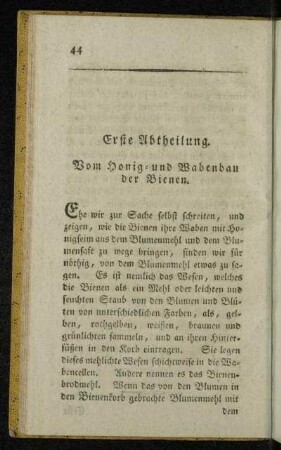 Vom Honig- und Wabenbau der Bienen.
