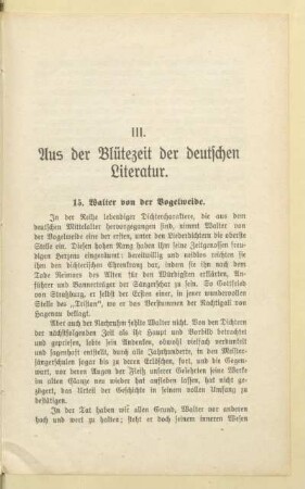 III. Aus der Blütezeit der deutschen Literatur