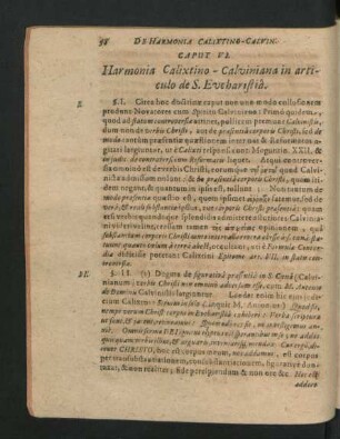 Caput VI. Harmonia Calixtino-Calviniana in articulo de S. Eucharistia