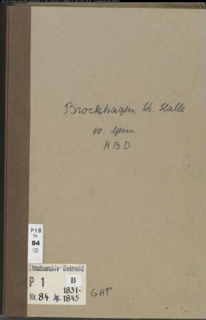 Kirchenbuchduplikat der evangelischen Gemeinde Brockhagen, Kreis Halle (GHT 1831-1845) (Gemeinde: Evangelische Gemeinde Brockhagen)