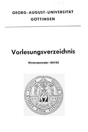 WS 1991/92: Vorlesungsverzeichnis