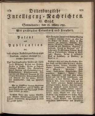 XI. Stück. Sonnabends: den 16. Merz 1793.