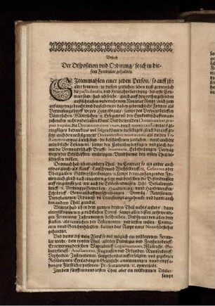 "Ursach Der Disposition und Ordnung/ so ich in diesem Formular gehalten."