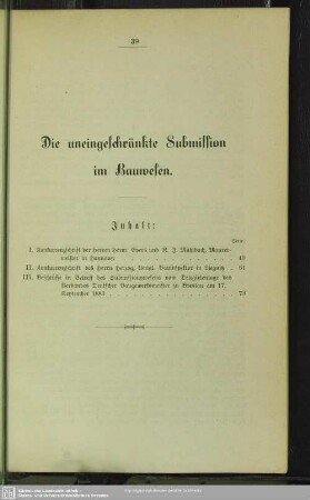 Die uneingeschränkte Submission im Bauwesen