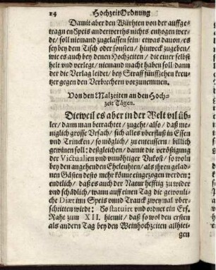 XII. Von den Malzeiten an den Hochzeit Tägen