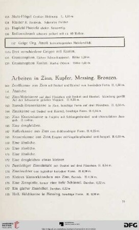 Arbeiten in Zinn, Kupfer, Messing, Bronzen (Nr. 160-259)