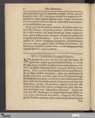 Usus Harmoniæ Evangelistarum.