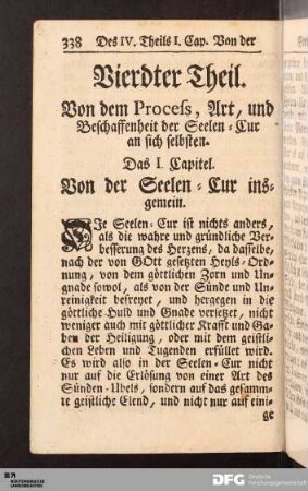 Das I. Capitel. Von der Seelen-Cur insgemein.