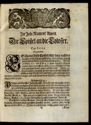 Die Epistel an die Colosser