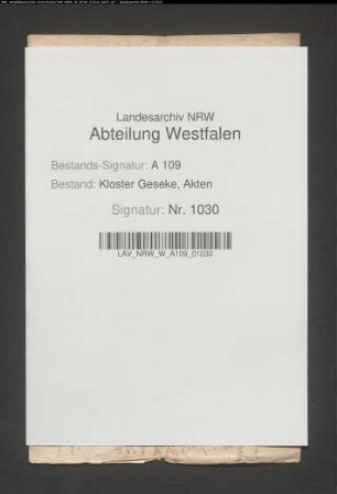 Aufschwörungsattestat für Anna Franziska v. Hörde zu Schwarzenraben.