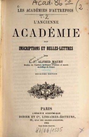 Les Académies d'autrefois, 2