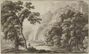 Gebirgslandschaft mit Rinderherde